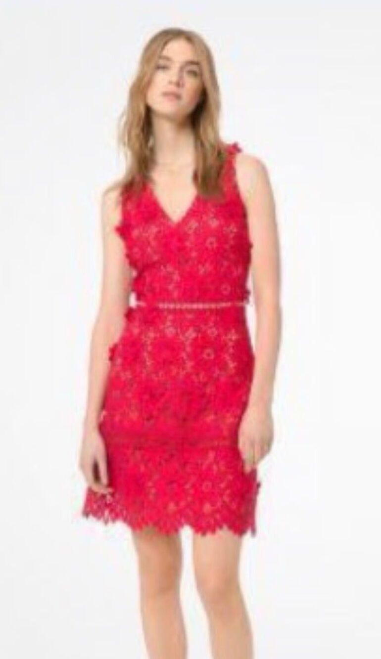 Michael Kors Red Floral Lace Dress